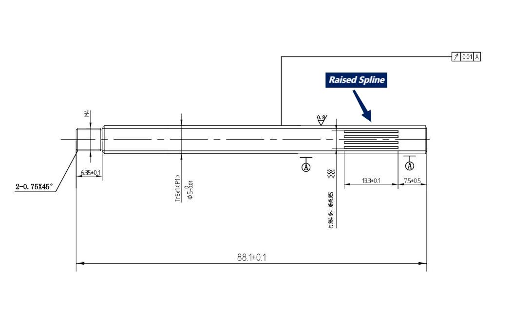 Lead Screw for Motor Rotor Raised Spline VS Knurl ALM