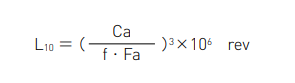 basic bynamic load rating Ca in the following formula.