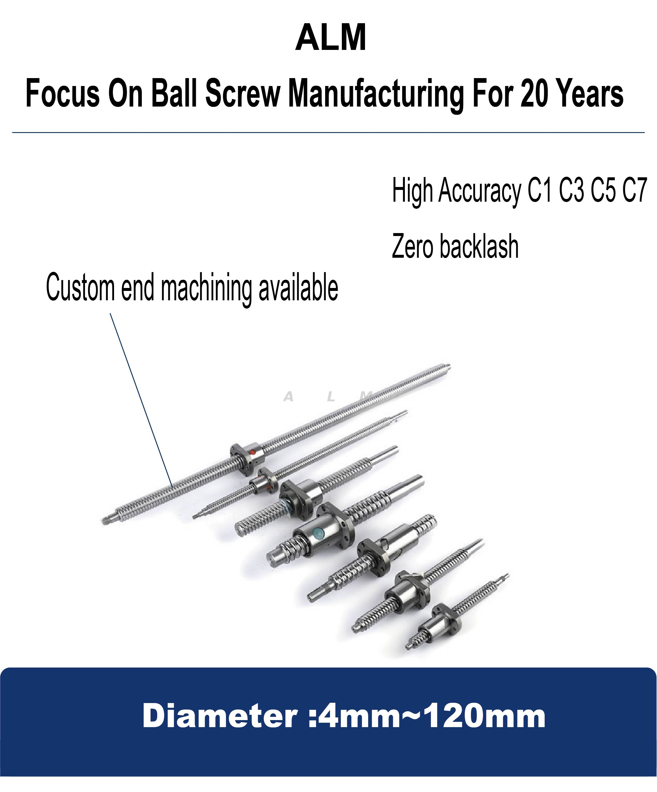 CNC Parts 12mm 16mm Diameter SFU1204 SFU1604 High Rigidity Ball Screw