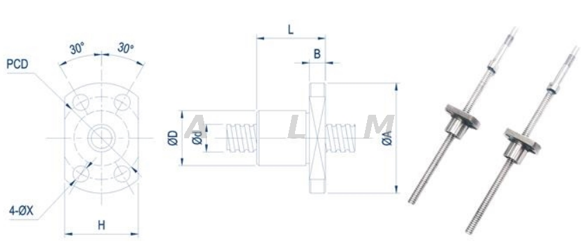 flanged ball nut 1602 ball screw