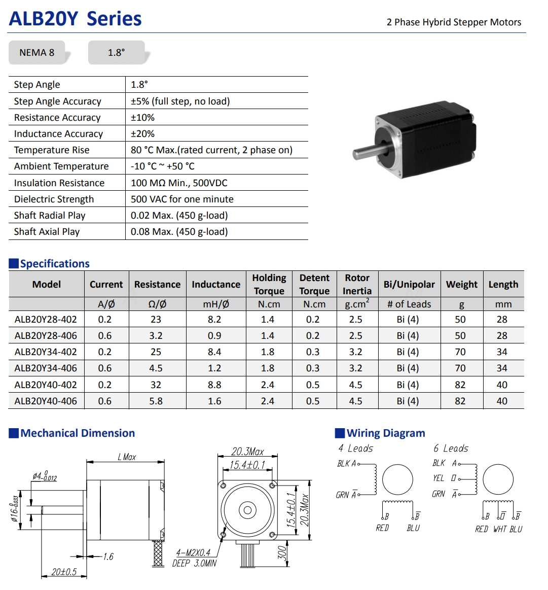 ALM stepper motor dimension