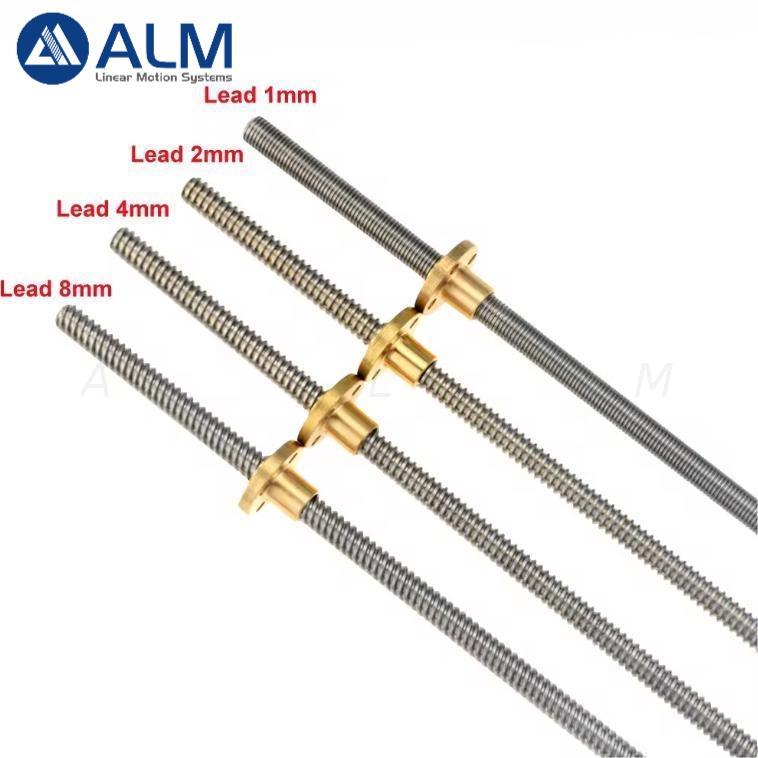 thumbnail image 2 of Stainless Steel T8-T36 Left-Hand Threaded Trapezoidal Lead Screw With Brass Nut 2 of 4