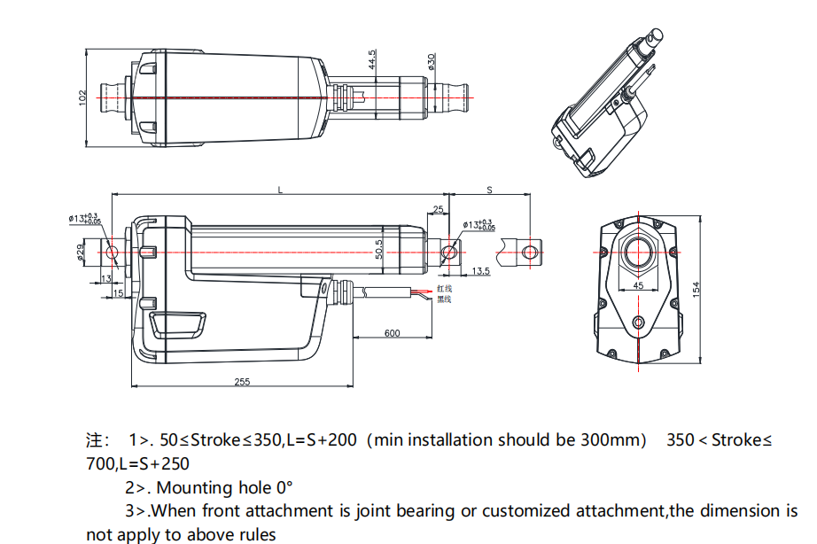 electric actuator dimensions