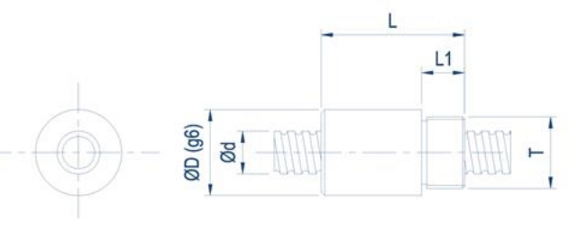 Cylindrical type with m-thread right and left hand thread ball screw dimension